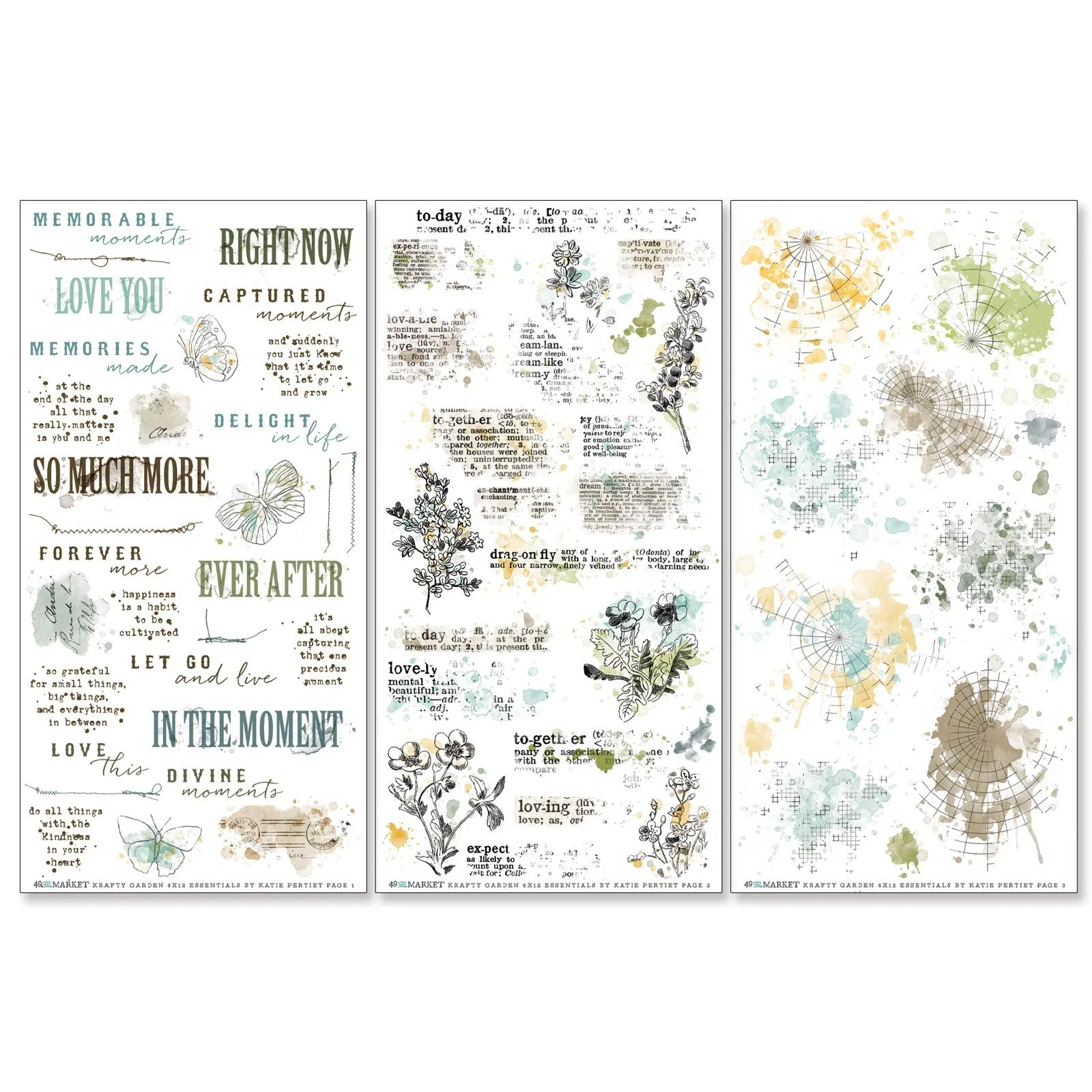 49 and Market - Krafty Garden - 6x12 "Essentials" Rub-ons