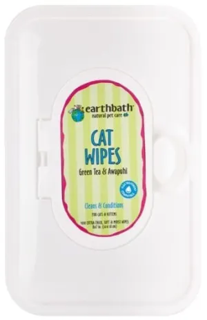 Earthbath Natural Cat Grooming Wipes - Green Tea or Fragrance Free