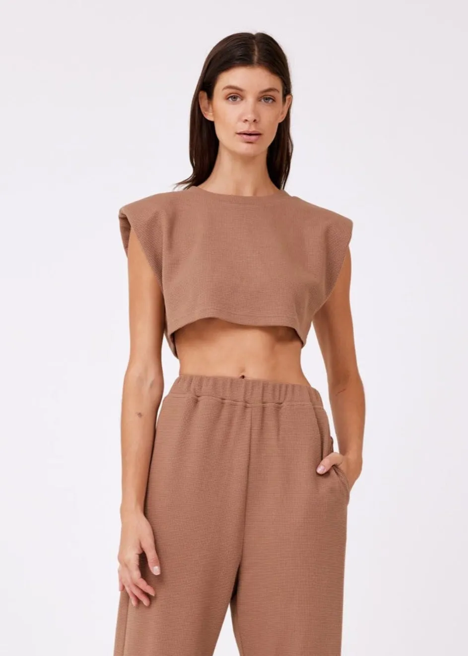 LINNEA WAFFLE KNIT CROPPED TOP