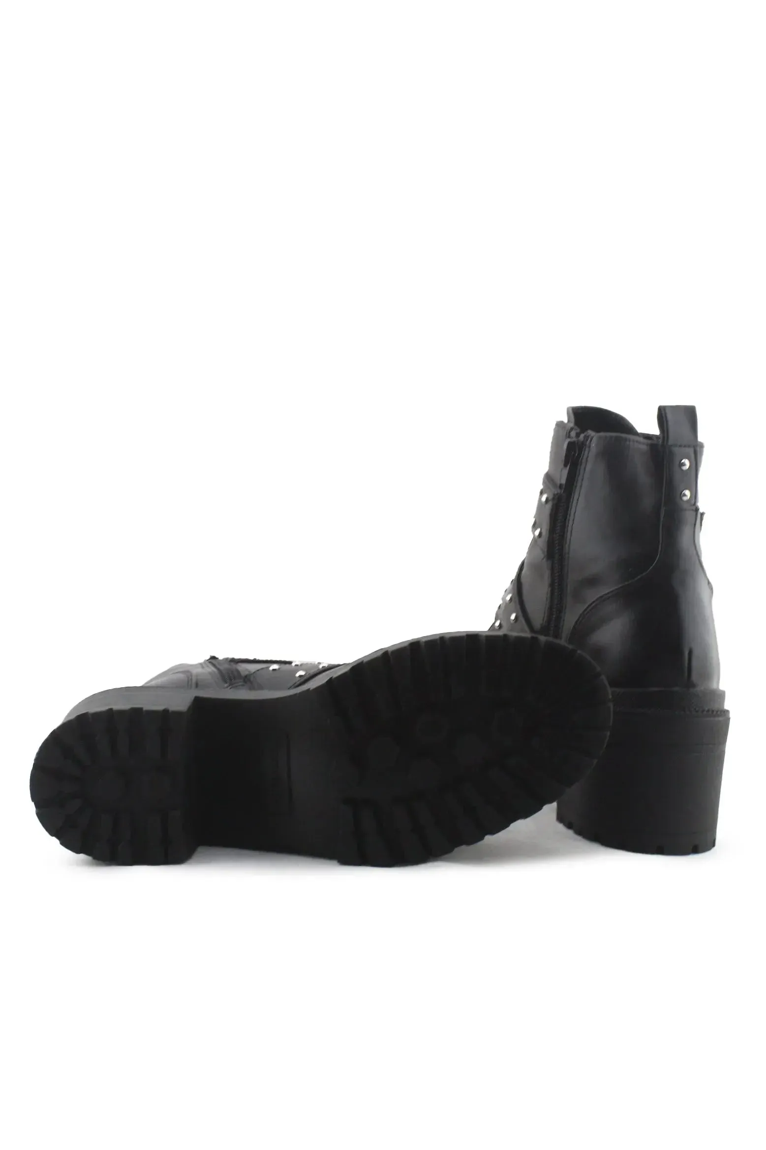 Stradivarius Zipper Buckle Straps Block Heels Ankle Boots | 100% Synthetic Leather
