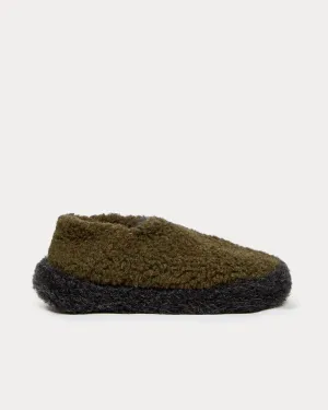 x Goodhood Siberian Wool Khaki / Black Slip Ons