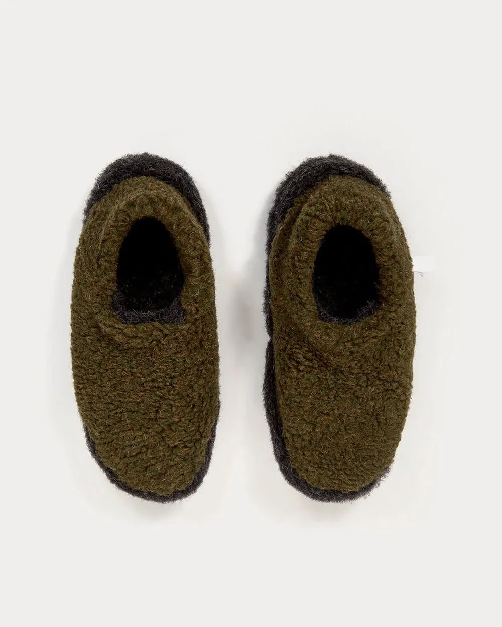 x Goodhood Siberian Wool Khaki / Black Slip Ons